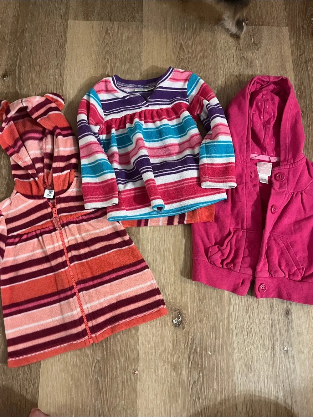 Girls' Multi-Stripe Hooded Fleece & Pink Hooded Jacket Set